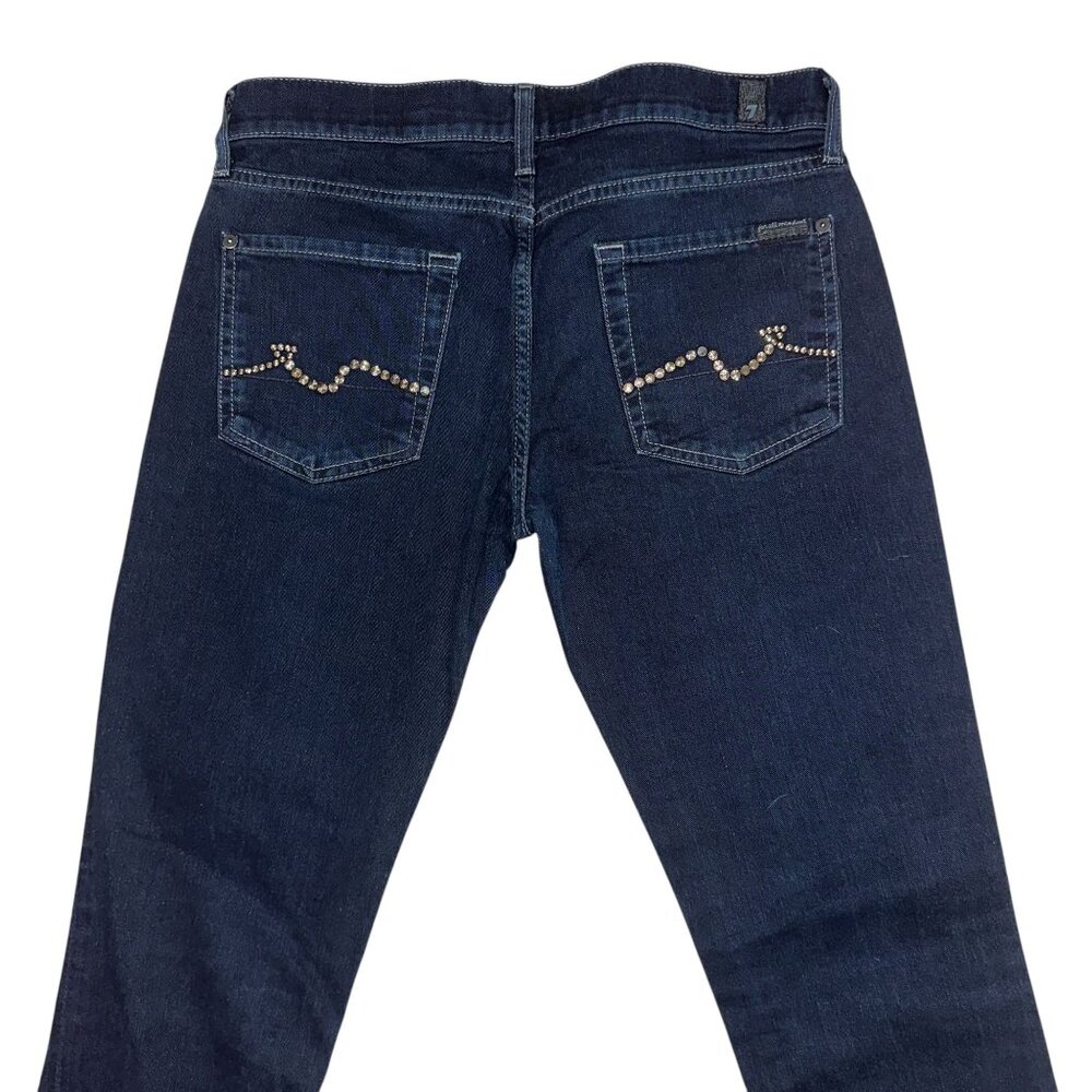 7 For All Mankind 7FAM Roxanne Womens Jeans 28 33 Straight Leg Dark Embellished - Picture 6 of 8